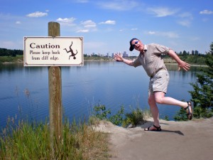 Partially following instructions on the sign, near Calgary, British Columbia.