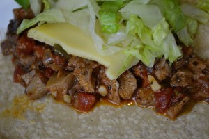 Arctic tongue (lengua) taco, ready to roll up and eat