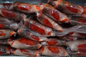 Copper River red salmon in the freezer