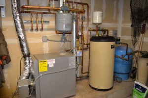 Viessmann fuel-oil boiler and side-arm water heater installed in our heated garage