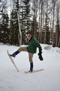 Bust a move, snowshoe man!